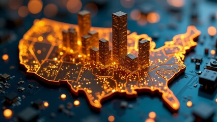 USA Map Digital Circuit Board Illustration