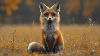 Fototapeta premium solitary fox confidently emerges from nature shadow