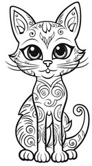 Obraz premium Kitten in Bloom Floral Illustration