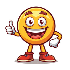 Happy yellow emoji character giving a thumbs up