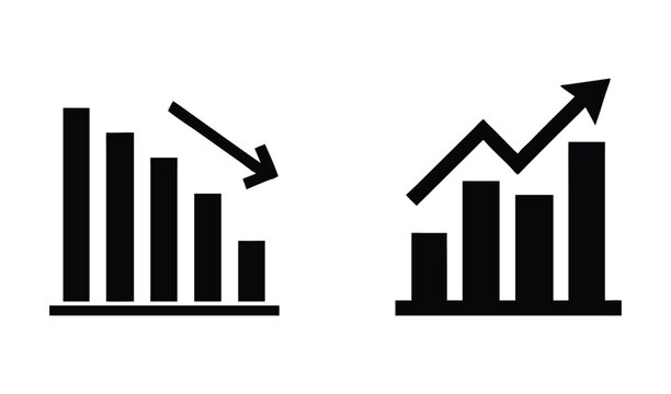 Dual Trend Analysis Icon with Bar Graphs and Arrows