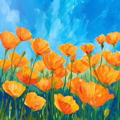 Obraz premium poppy field with blue sky
