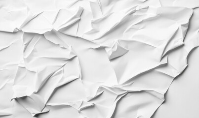 Obraz premium Close-up of crumpled white paper creates a textured abstract background with interesting light and shadows.