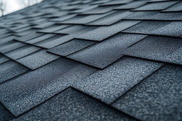 Roofing contractor replacing shingles on a sloped roof. Featuring expertise and care