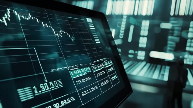 Financial data displayed on a screen illustrating market trends and analytics in action