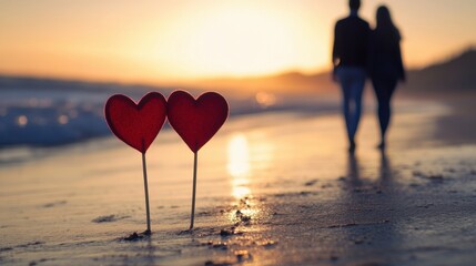 Romantic sunset walk on the beach