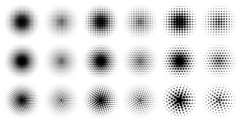 Dotted circles. Abstract Circle halftone, round halftones geometric dots gradient and pop art texture. Spotted Illustration halftone gradient, Vector Round effect