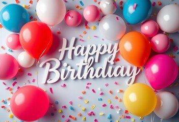 Fototapeta premium Layered paper balloons & confetti, festive 