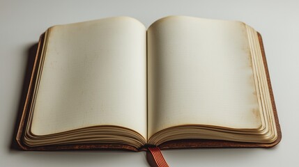 A pristine white notebook, its blank pages inviting creativity, rests on a transparent backdrop