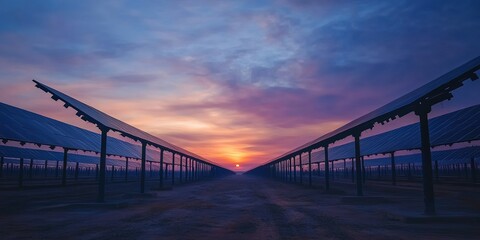 Solar Power Station with Meteor Shower: Innovative Renewable Energy Concept. Creative Abstract Marketing Background for Posters, Banners, and Web Design. High-Quality 4K AI-Generated Wallpaper. 
