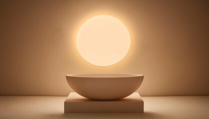 Calm stone basin soft lighting minimalist design
