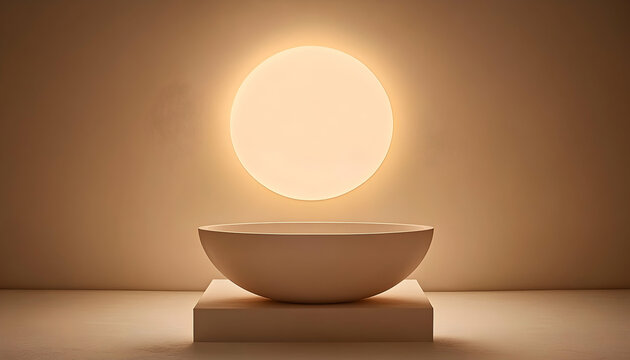 Calm stone basin soft lighting minimalist design