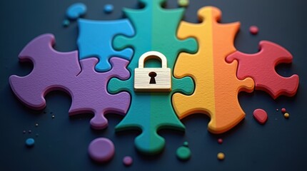Fototapeta premium Celebrating world password day protect your digital identity with puzzle piece security online graphic colorful creative