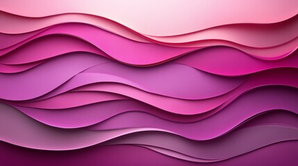 Abstract Paper Cut Background, Smooth Wave Patterns in Pink and Purple Hues, Modern Layered Design