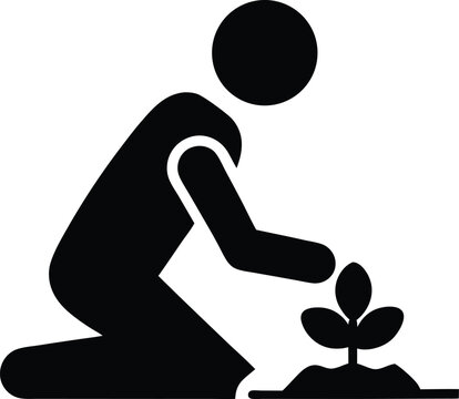black person planting seedling clip art preview