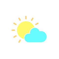 cloud and sun weather icon, simple flat style, illustration, logo sign symbol pictogram template, for ui or ux isolated on white for mobile app, editable