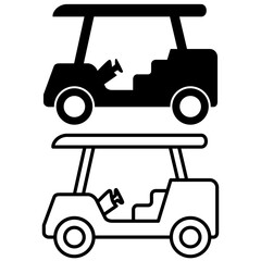 golf cart icon, simple flat style, illustration, logo sign symbol pictogram template, for ui or ux isolated on white for mobile app, editable	