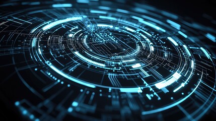 Fototapeta premium Abstract glowing circular technology interface.