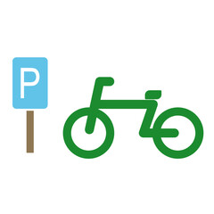 bicycle parking area icon, simple flat style, illustration, logo sign symbol pictogram template, for ui or ux isolated on white for mobile app, editable