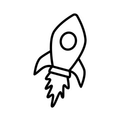 rocket icon, simple flat style, pictogram logo symbol vector illustration, isolated on white for mobile app