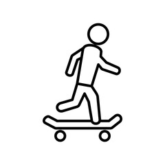 Skateboarder icon, simple flat style, illustration, logo sign symbol pictogram template, for ui or ux isolated on white for mobile app, editable