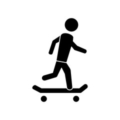 Skateboarder icon, simple flat style, illustration, logo sign symbol pictogram template, for ui or ux isolated on white for mobile app, editable