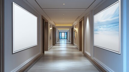Obraz premium Elegant hotel hallway with art