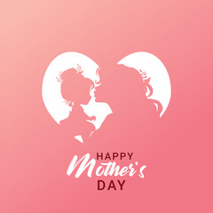 Hand drawn illustration of mother and daughter