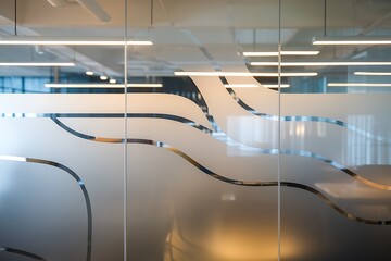 Modern Office Glass Partition with Abstract Design