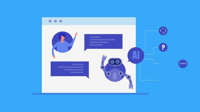 Customer having conversation with chatbot on a website window, customer service virtual message with AI automation technology, e-business concept.