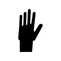 Stop hand gesture icon with raised palm on transparent background