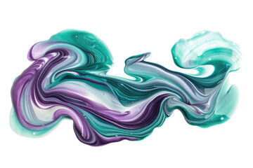 Swirling colors of teal and purple create a mesmerizing dance of paint on a smooth surface isolated on transparent background