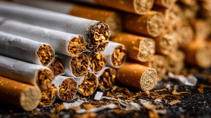 Cigarette on US dollar banknotes, cost, trading, marketing and production, No smoking, import export.