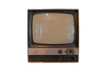 old-fashioned vintage television isolated on white background. This has clipping path.