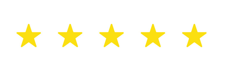 Five stars customer product rating review.