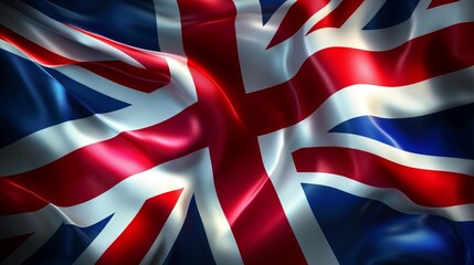 Fototapeta premium Waving Flag of the United Kingdom A Bold and Vibrant Symbol of National Identity and Heritage