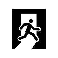 Emergency exit running man icon with transparent background