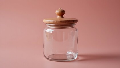 Glass Storage Jar with Wooden Lid: Minimalist Design
