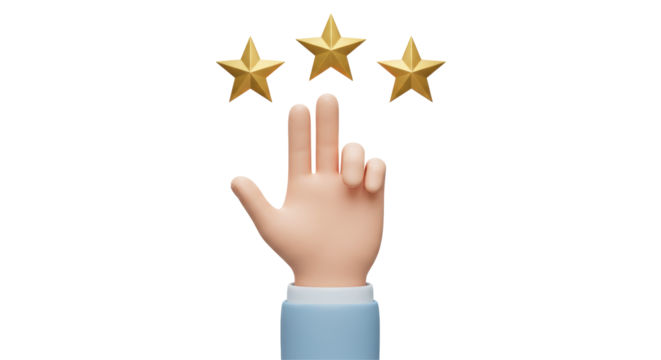 Isolated Hand Pointing to Three Stars