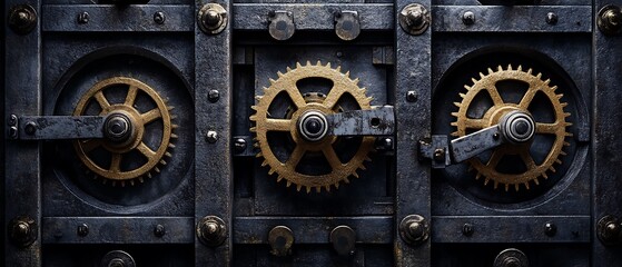 Fototapeta premium Ornate Gears, Dark Metal Box