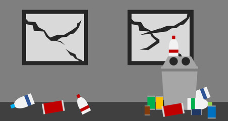 割れ窓理論・Broken Windows Theoryのグラフィック素材イラスト