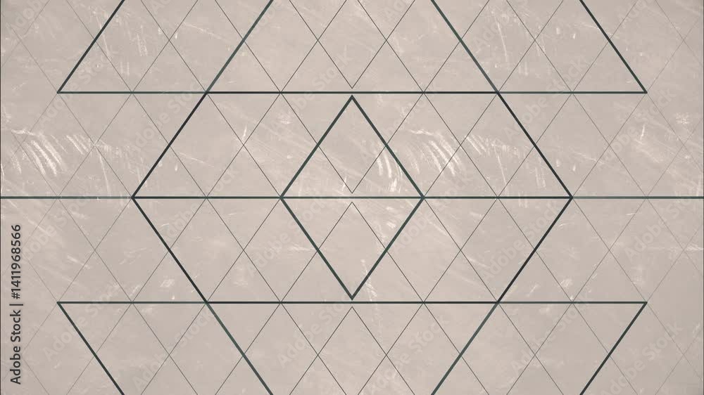 Aufkleber Abstract digital seamless loop animation in which dark gray lines create a dynamic pattern of diamonds that changes smoothly over time. Optical illusion effect. 3d rendering 4K