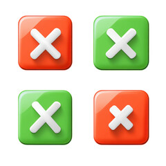 Fototapeta premium Cross mark icons in red and green on transparent background