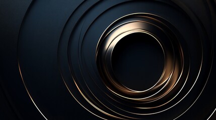 Elegant dark blue concentric circles with golden line accents for backgrounds