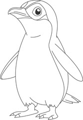 A cartoon illustration of a penguin. The penguin has a white eye. It has an upright position with short, wing like flippers.