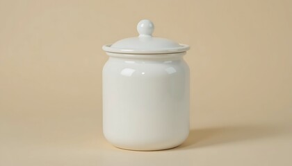 Elegant White Ceramic Jar: Simple, Clean, Minimalist Design