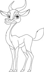 Elegant stylized deer gazes confidently, showcasing graceful lines and simplified form in this captivating monochrome illustration. 