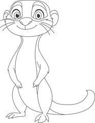 Whimsical meerkat line drawing showcases playful expression and simplified design, perfect for children's illustrations or playful designs.