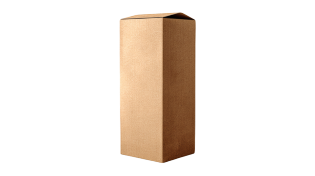 Tall cardboard box isolated  on transparent background