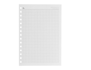 Plaid texture on white paper. A sheet of chequered paper on a white background close up
